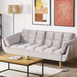 Sofá Cama De Terciopelo Gris ASBY