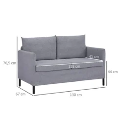 HOMCOM Sofá De 2 Plazas Tapizado En Lino Sintético Sillón Biplaza De Salón Con Cojines Acolchados Desenfundables Reposabrazos Y Patas De Acero 130x67x76,5 Cm Gris -Mimoso Sofa Ventas 031e3bf6053d7e16036b8c2f50cfc6910db2266c 38b03c1382254112ac7cd38b9de30f9a