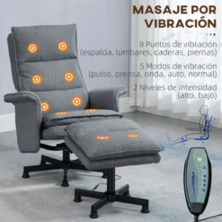 HOMCOM Sillón De Masaje Relax Eléctrico Con Reposapiés Sillón Masaje Tapizado En Lino Con Mando A Distancia Y 8 Zonas De Masaje Carga 120 Kg 78x81x99 Cm Gris -Mimoso Sofa Ventas 06e4dc169135c5d30b0e66904c481172ee215d5c e151ea90b33c49a98d6df39085938d6e