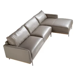Sofá Chaise Longue (R) Tapizado En Piel De Origen Vacuno Color Gris Oscuro Con Base En Madera De Haya Vaporizada. Estructura De Patas En Acero Macizo Inoxidable Oscurecido. -Mimoso Sofa Ventas 07162bf3579044943aceb4546562424b939117b5 ece1e889e2284a3bae0d20aa97c07952