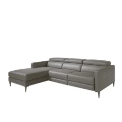 ANGEL CERDA Sofá Chaise Longue En Piel Gris Con Relax