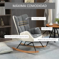 HOMCOM Sillón Mecedora Silla Balancín Tapizada En Lino Moderno Con Respaldo Alto Y Patas De Madera Para Salón Dormitorio Carga 150 Kg 42x46x47 Cm Gris -Mimoso Sofa Ventas 082ccd6b535e1bad79a41b4fc5bc0cae1b7ae7cc a2575dcbbb0a40258a845dfeabf57371