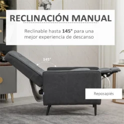HOMCOM Sillón Relax Reclinable Manual Hasta 145° Tapizado En Poliéster Con Reposapiés Retráctil Carga 150 Kg Para Salón Oficina Dormitorio 68x87x100 Cm Gris -Mimoso Sofa Ventas 0a6477cd690fd91f49a9e3c01afc5edf40dd0847 5d7a059c49524f94a2b70bf6d25cccbe
