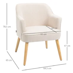 HOMCOM Sillón Nórdico Moderno Butaca De Salón Tapizada En Lino Con Patas De Madera Para Dormitorio Oficina Estudio Carga 120 Kg 64,5x65x79,5 Cm Crema -Mimoso Sofa Ventas 0d3e52d6e9afb9157a419f4795eac596b054931d 1fc3adeed55d4c409e4b7f14d3a12a98