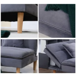 HOMCOM Sofá Cama De 3 Plazas Tapizado En Franela Con Respaldo Ajustable En 2 Posiciones 2 Cojines Y Patas De Madera Sofá Moderno Para Salón Oficina 181x92x84 Cm Gris -Mimoso Sofa Ventas 0d79a1e9774f125a1def6a9c20926514b8807f8d 576371e302194fe7aed4b2f6ad0d66e0