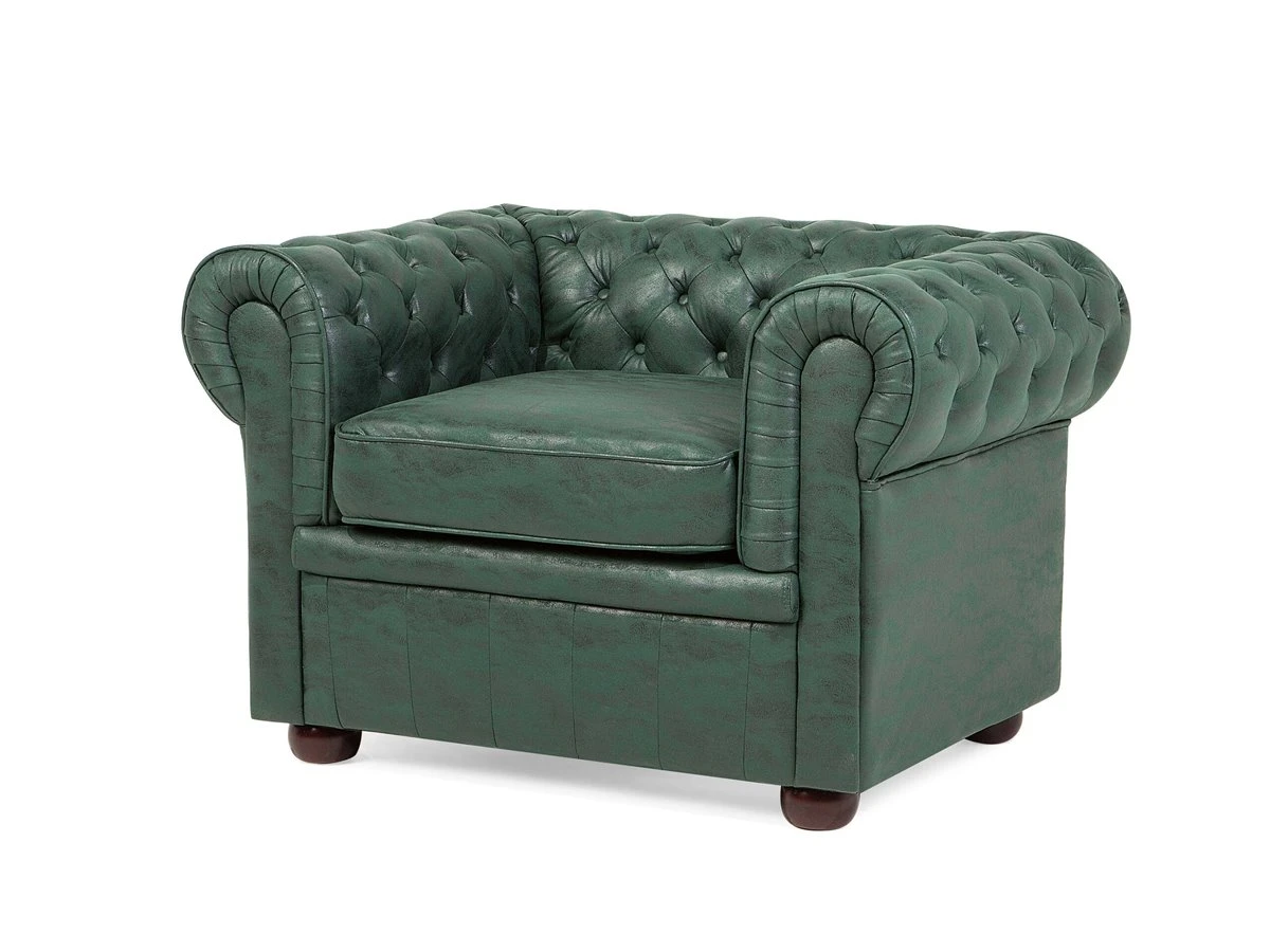 Sillón De Piel Sintética Verde CHESTERFIELD 6 Sillón De Piel Sintética Verde CHESTERFIELD - Imagen 4