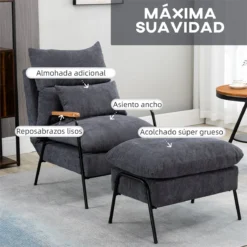 HOMCOM Sillón Relax Con Reposapiés Sillón Reclinable Con Respaldo Ajustable Tapizado En Pana Marco De Acero Y Cojines Para Salón Dormitorio 68x91,5x88 Cm Gris -Mimoso Sofa Ventas 0f48925100ba8b043c4cd03b19784418e39301df 2466d70887fa4e5985b24ced478cc67a