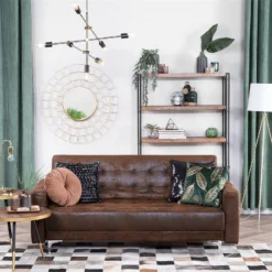 Sofá 3 Plazas De Piel Sintética Marrón Oscuro ABERDEEN