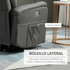HOMCOM Sillón Reclinable Eléctrico Tapizado En Tejido Técnico Sillón Relax De Salón Con Reclinación 155° Reposapiés Y 2 Bolsillos Laterales 95x90x105 Cm Gris Oscuro -Mimoso Sofa Ventas 101f78d9424e2600658ba92c9756871bc99f188b dbfe3cd122944eddba7181627d6d38b6