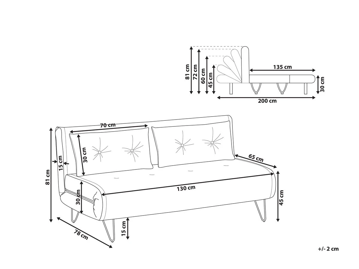 Sofá Cama 2 Plazas De Terciopelo Negro/dorado VESTFOLD 5 Sofá Cama 2 Plazas De Terciopelo Negro/dorado VESTFOLD - Imagen 3