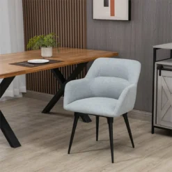 HOMCOM Silla De Comedor Butaca De Salón Tapizado En Lino Sintético Con Reposabrazos Y Patas De Acero Para Cocina Oficina Dormitorio Carga 120 Kg 59,5x59,5x78,5 Cm Gris 12 HOMCOM Silla De Comedor Butaca De Salón Tapizado En Lino Sintético Con Reposabrazos Y Patas De Acero Para Cocina Oficina Dormitorio Carga 120 Kg 59,5x59,5x78,5 Cm Gris -Mimoso Sofa Ventas 1381a055c8263923257746d754894be626782f07 bf8b15fed0224d7586b59ead043a5225