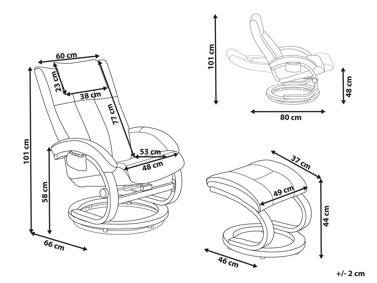 Sillón De Masaje De Piel Sintética Beige/madera Clara MAJESTIC 5 Sillón De Masaje De Piel Sintética Beige/madera Clara MAJESTIC - Imagen 3