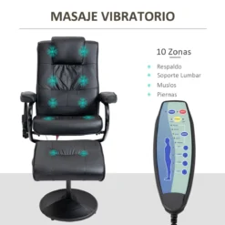 HOMCOM Sillón De Masaje Eléctrico Con Taburete Reposapiés Sillón Relax Giratorio Reclinable Hasta 145° Con Control Remoto Y 10 Zonas De Masaje Tapizado En PU 77x84x95 Cm Negro -Mimoso Sofa Ventas 13ef55170457c9995324338ce4a95a7037d9e185 497501fa2fd7420bbc7833779842dc7d