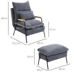 HOMCOM Sillón Relax Con Reposapiés Sillón Reclinable Con Respaldo Ajustable Tapizado En Pana Marco De Acero Y Cojines Para Salón Dormitorio 68x91,5x88 Cm Gris -Mimoso Sofa Ventas 170d9c56652910869cda68d7c264dfd0c7c941cd 89fa547a0712451b97defa2cb3f21a25