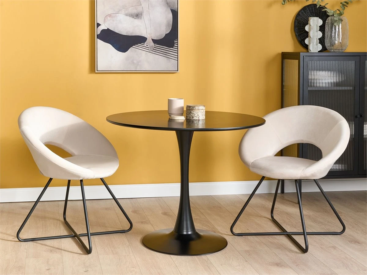 Sillón De Terciopelo Beige/negro RACHEL 4 Sillón De Terciopelo Beige/negro RACHEL - Imagen 2