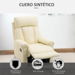 HOMCOM Sillón Relax Reclinable Tapizado En PU Butaca De Salón Con Reposapiés Retráctil Respaldo Alto Resposabrazos Y Asiento Acolchados Grueso 80x97x107 Cm Blanco -Mimoso Sofa Ventas 1865213df2ba49f05932b7f05d8df74763d2e54f 51a83ca7dd844a859dde88a79e95e4e6