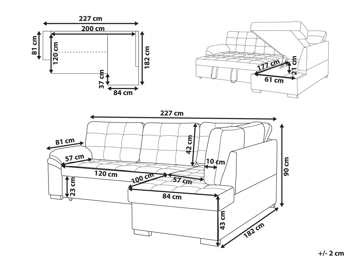 Sofá Cama Esquinero De Terciopelo Gris VARNAMO 5 Sofá Cama Esquinero De Terciopelo Gris VARNAMO - Imagen 3