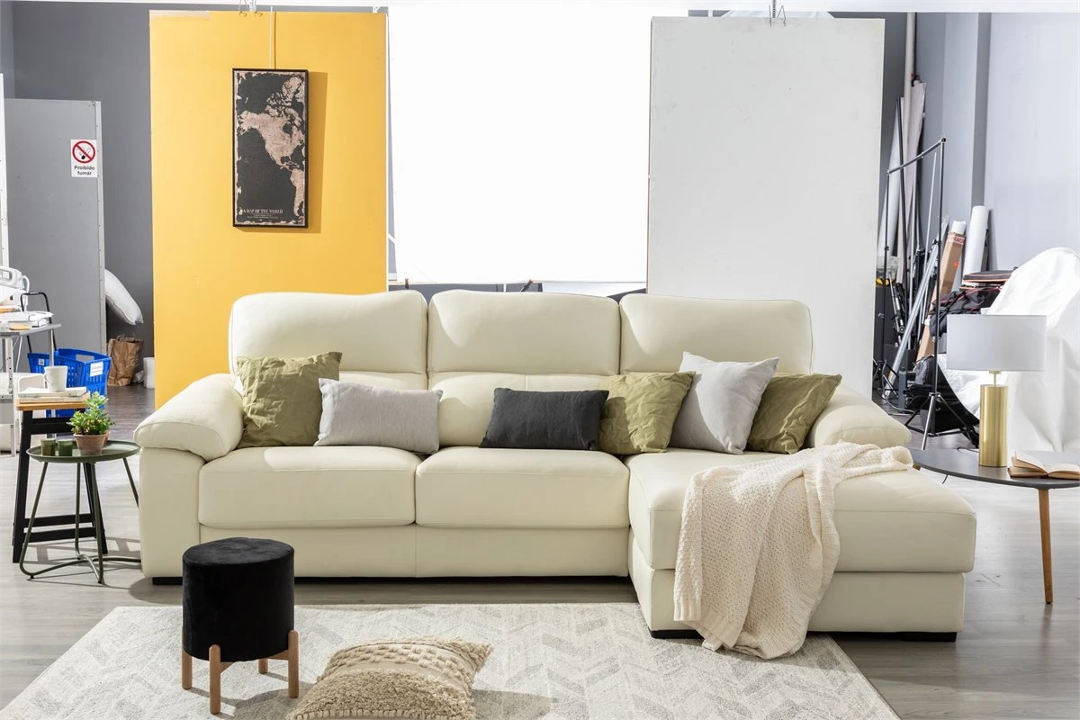 Chaise Longue Piel WILLY Derecha Blanco 4 Chaise Longue Piel WILLY Derecha Blanco - Imagen 2