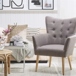 Sillón Tapizado Gris ANGEN