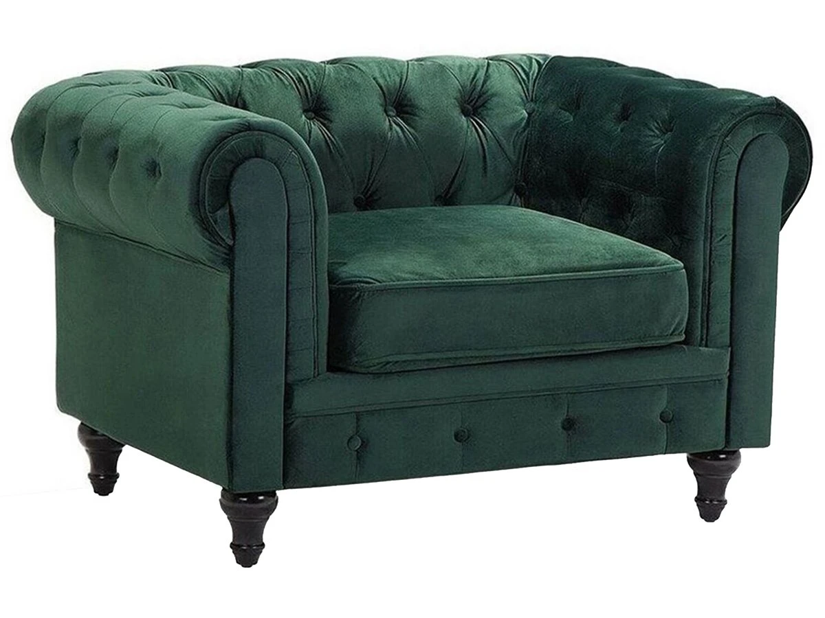 Sillón De Terciopelo Verde CHESTERFIELD 4 Sillón De Terciopelo Verde CHESTERFIELD - Imagen 2