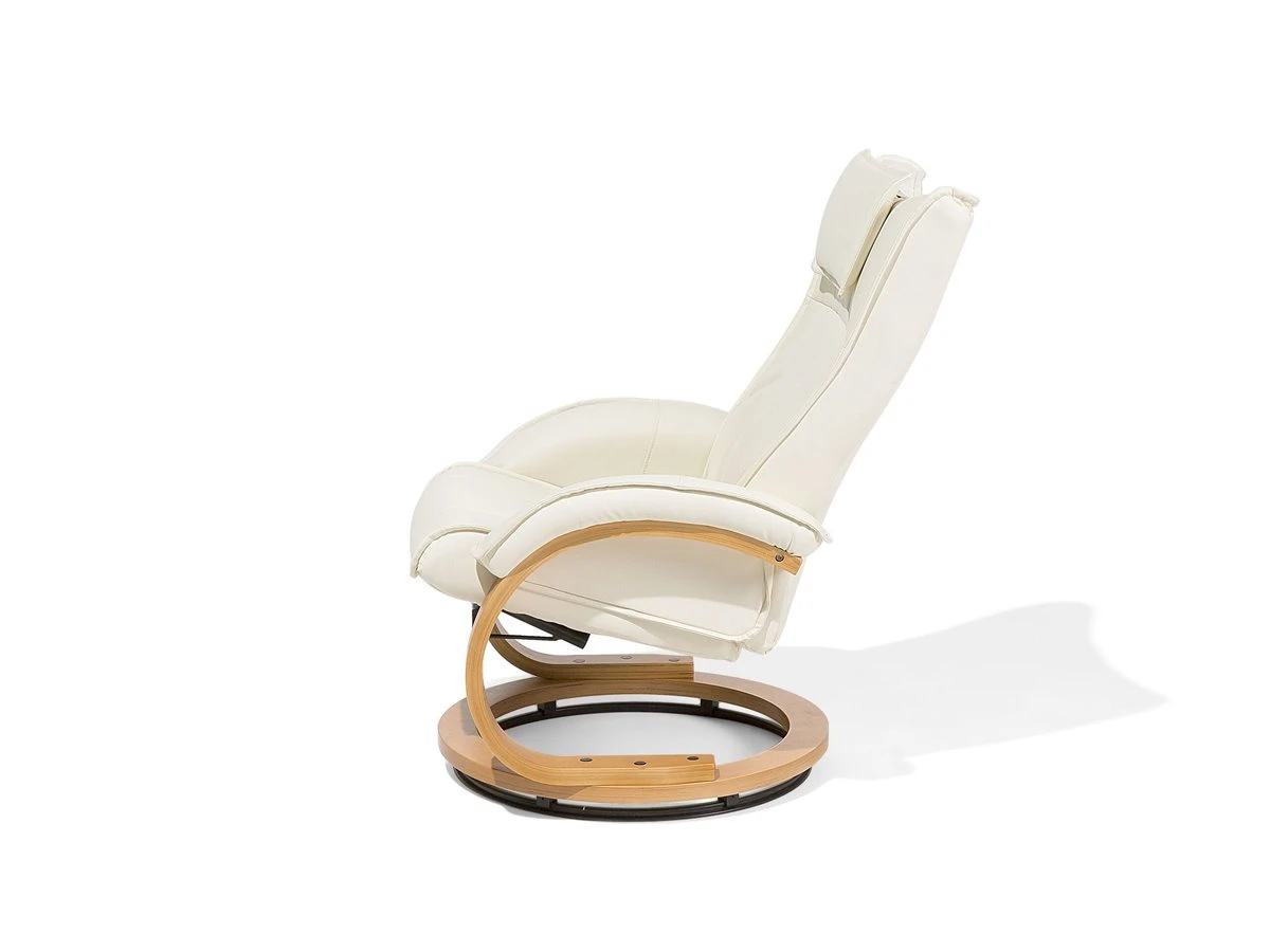 Sillón De Masaje De Piel Sintética Beige/madera Clara MAJESTIC 8 Sillón De Masaje De Piel Sintética Beige/madera Clara MAJESTIC - Imagen 6