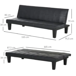 HOMCOM Sofá Cama De 3 Plazas Diseño 2 En 1 Plegable Sin Reposabrazos Estructura Sólida Con Patas Elevadas Asiento Acolchado De Esponja Cómodo Carga 300 Kg 165x75,5x70 Cm Gris -Mimoso Sofa Ventas 22476df7c9de70016229565f00a591f2c20b168b aa7295172d254725bea0848840db2486