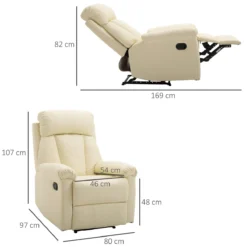 HOMCOM Sillón Relax Reclinable Tapizado En PU Butaca De Salón Con Reposapiés Retráctil Respaldo Alto Resposabrazos Y Asiento Acolchados Grueso 80x97x107 Cm Blanco -Mimoso Sofa Ventas 24452bc927241d3925c9f65024fe89b31b6234ce 92b18cc3ecc5444881948b062dc8ab37