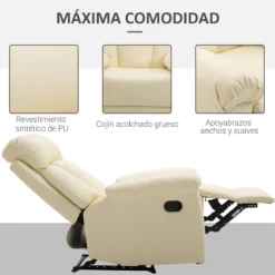 HOMCOM Sillón Relax Reclinable Tapizado En PU Butaca De Salón Con Reposapiés Retráctil Respaldo Alto Resposabrazos Y Asiento Acolchados Grueso 80x97x107 Cm Blanco -Mimoso Sofa Ventas 25dc88c4c50c4fabf6d6cf6ccd9d5498148bca8b f5e6c67f516948b99c1038649617eb22