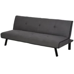 HOMCOM Sofá Cama De 3 Plazas Diseño 2 En 1 Plegable Sin Reposabrazos Tapicería En Tela Con Toque Aterciopelado Patas Elevadas Acolchado Cómodo 170x76x72,5 Cm Gris