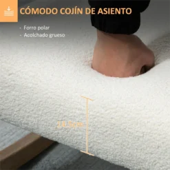 HOMCOM Silla Mecedora Tapizada En Forro Polar Sillón Balancín Relax Con Asiento Acolchado Reposabrazos Y Pies De Madera De Caucho Para Salón Dormitorio 60x81x71 Cm Crema -Mimoso Sofa Ventas 2999288f61da4fd9bf00027f52a8018eac9a558d d91978eff6b04a32babb12f6533ece08