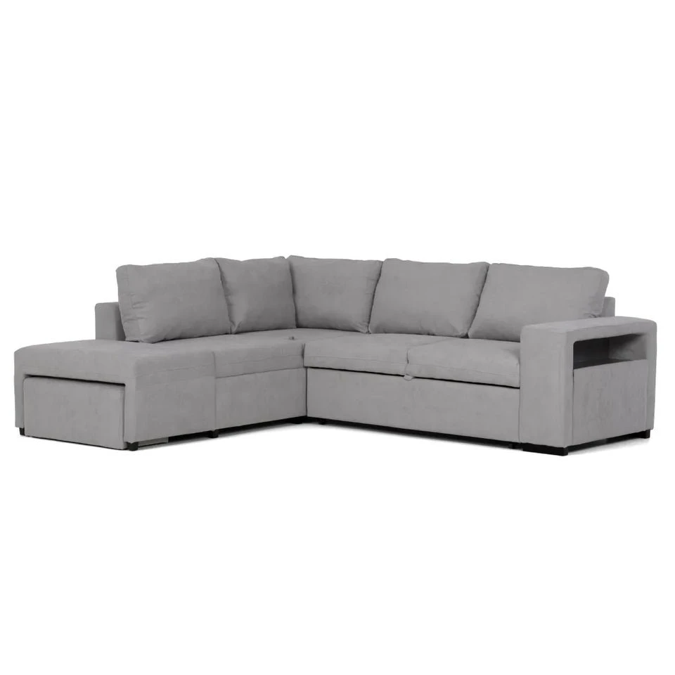 BUDWING Zurie - Sofá Rinconera Reversible - 5 Plazas - Chaise Longue Derecha O Izquierda Con Otomana 2 Cajoneras - Gris 3 BUDWING Zurie - Sofá Rinconera Reversible - 5 Plazas - Chaise Longue Derecha O Izquierda Con Otomana 2 Cajoneras - Gris
