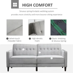 HOMCOM Sofá De 3 Plazas Convertible En Cama Tapizado En Terciopelo Con Respaldo Ajustable Y Patas De Madera Sofá Moderno Para Salón Oficina 189x81x83,5 Cm Gris -Mimoso Sofa Ventas 35b23d0580e96a48d12c619c4ad56cc3db6e2956 13df5c5612dd44eb9709c8374174c640