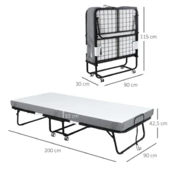HOMCOM Cama Plegable 200x90x42,5 Cm Cama De Camping Portátil Con Colchón Individual Ruedas Y Frenos Carga 150 Kg Para Dormitorio Salón Oficina Blanco -Mimoso Sofa Ventas 3639784a41afaab66789059bef5ef496faee5ecc 52876b93fccb4722a0746a5f6b516814