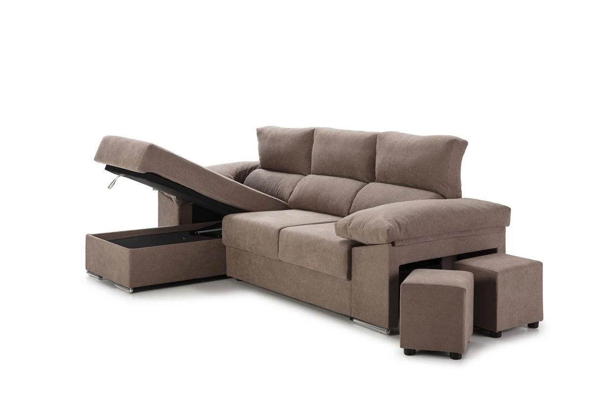 Chaise Longue Reversible Con 2 Poufs TANIA 5 Chaise Longue Reversible Con 2 Poufs TANIA - Imagen 3