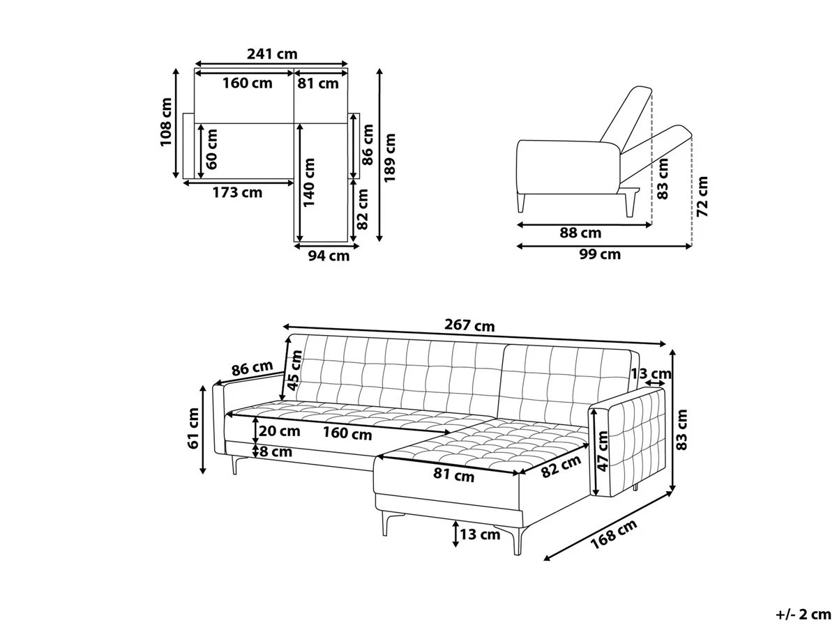 Sofá Cama Esquinero 4 Plazas Tapizado Gris Grafito Izquierdo ABERDEEN 5 Sofá Cama Esquinero 4 Plazas Tapizado Gris Grafito Izquierdo ABERDEEN - Imagen 3