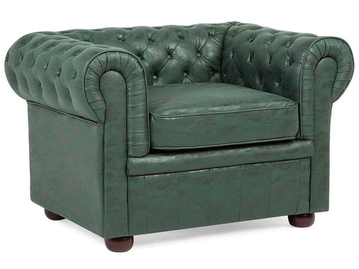 Sillón De Piel Sintética Verde CHESTERFIELD 4 Sillón De Piel Sintética Verde CHESTERFIELD - Imagen 2