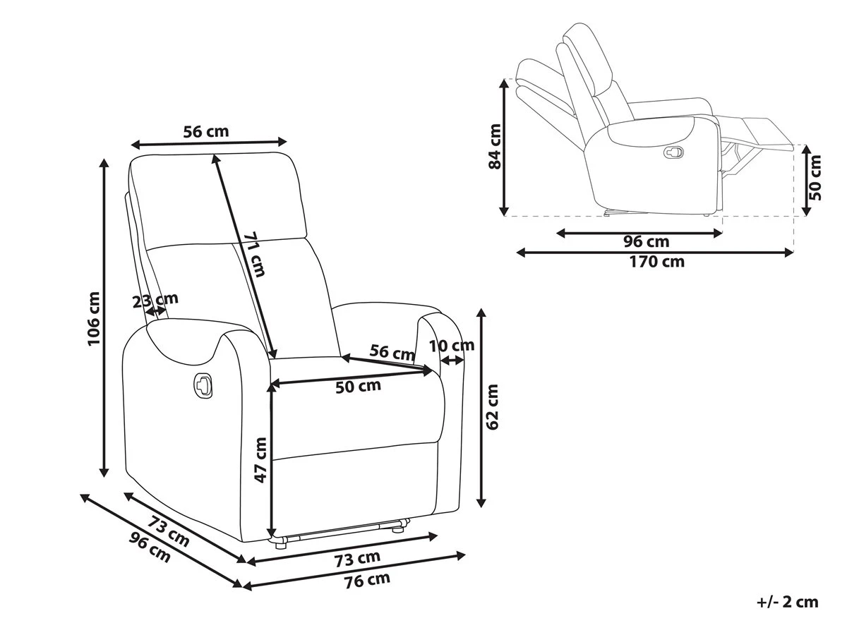 Sillón Reclinable Con LED Y Puerto USB Beige SOMERO 5 Sillón Reclinable Con LED Y Puerto USB Beige SOMERO - Imagen 3