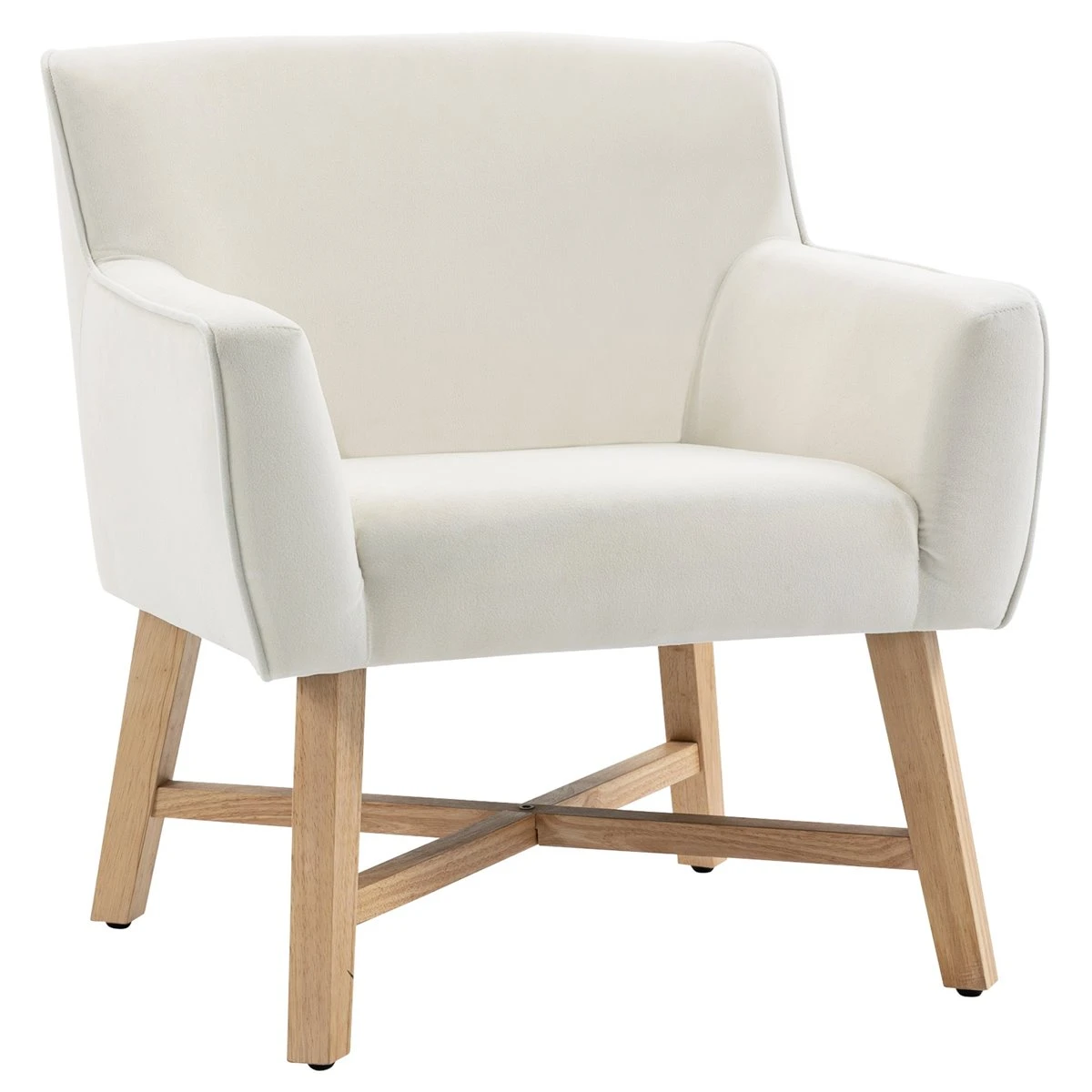 HOMCOM Butaca De Salón Tapizada En Terciopelo Sillón Relax Moderno Con Asiento Reposabrazos Acolchados Patas De Madera Y Base Cruzada Para Dormitorio 67x65x74 Cm Blanco 3 HOMCOM Butaca De Salón Tapizada En Terciopelo Sillón Relax Moderno Con Asiento Reposabrazos Acolchados Patas De Madera Y Base Cruzada Para Dormitorio 67x65x74 Cm Blanco
