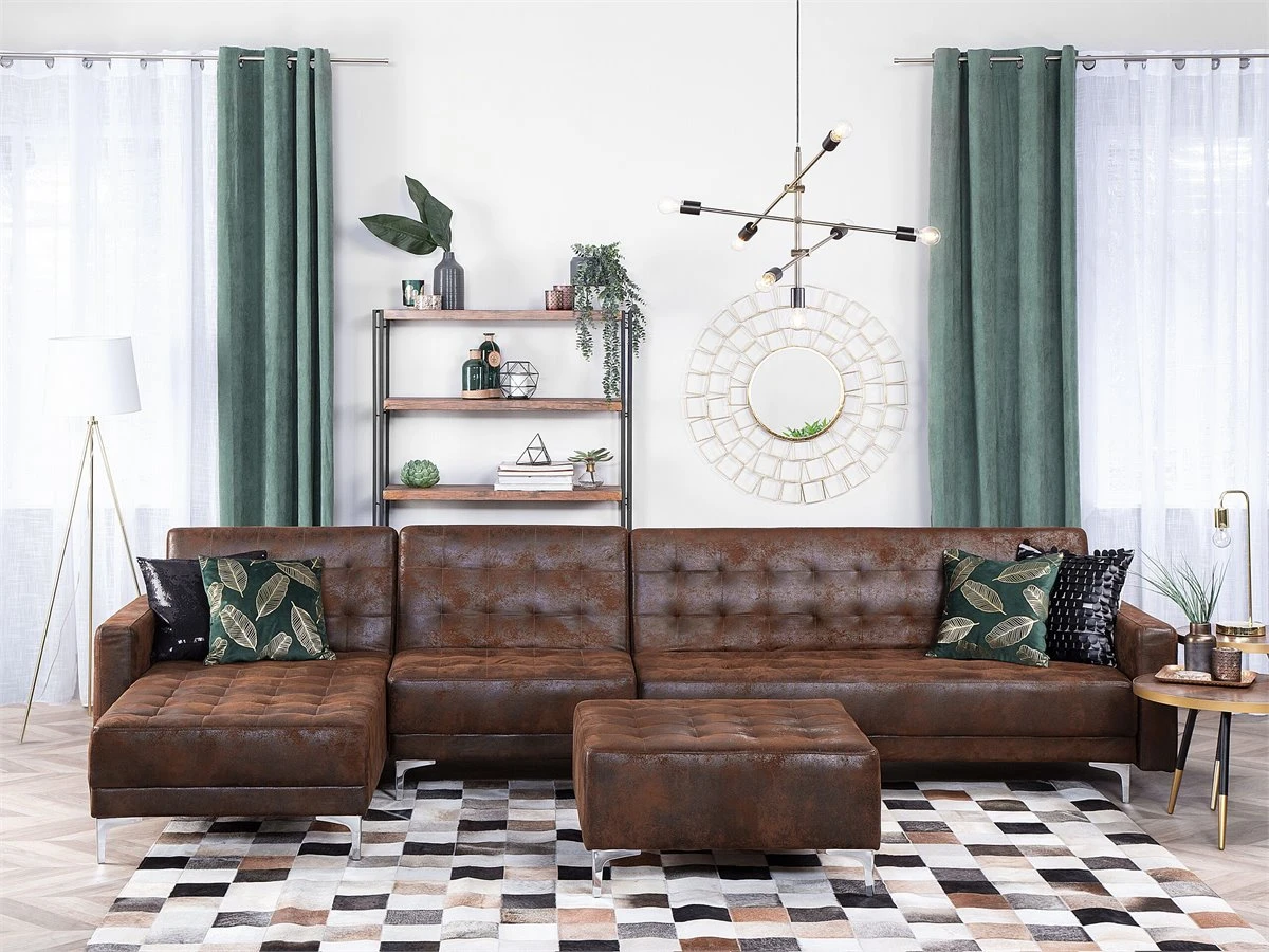 Sofá Cama Esquinero De Piel Sintética Marrón Oscuro Derecho ABERDEEN 3 Sofá Cama Esquinero De Piel Sintética Marrón Oscuro Derecho ABERDEEN