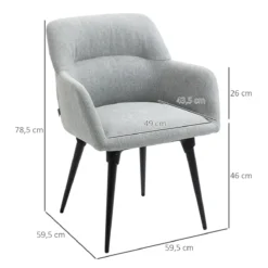 HOMCOM Silla De Comedor Butaca De Salón Tapizado En Lino Sintético Con Reposabrazos Y Patas De Acero Para Cocina Oficina Dormitorio Carga 120 Kg 59,5x59,5x78,5 Cm Gris 13 HOMCOM Silla De Comedor Butaca De Salón Tapizado En Lino Sintético Con Reposabrazos Y Patas De Acero Para Cocina Oficina Dormitorio Carga 120 Kg 59,5x59,5x78,5 Cm Gris -Mimoso Sofa Ventas 499f26de5e934d1e6013e7b897f7722d92bbe766 ef0a02847b5f406aa18fe544e995973f
