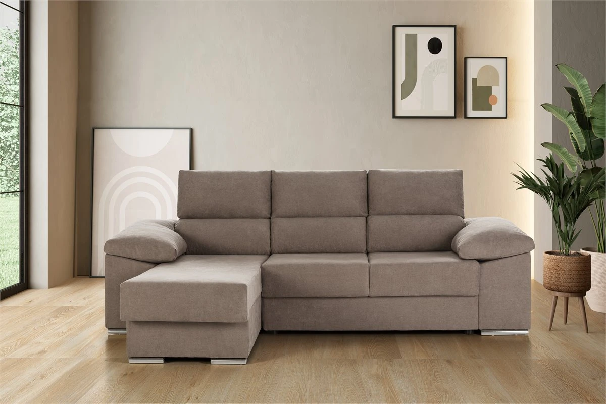 Chaise Longue Reversible Con 2 Poufs TANIA 4 Chaise Longue Reversible Con 2 Poufs TANIA - Imagen 2