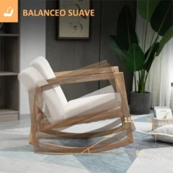 HOMCOM Silla Mecedora Tapizada En Forro Polar Sillón Balancín Relax Con Asiento Acolchado Reposabrazos Y Pies De Madera De Caucho Para Salón Dormitorio 60x81x71 Cm Crema -Mimoso Sofa Ventas 4f4e4b1f17a39a4153b6d21c7cbfff698d5f5282 f6248ba01d1a4c25b4405f64c4b55d91