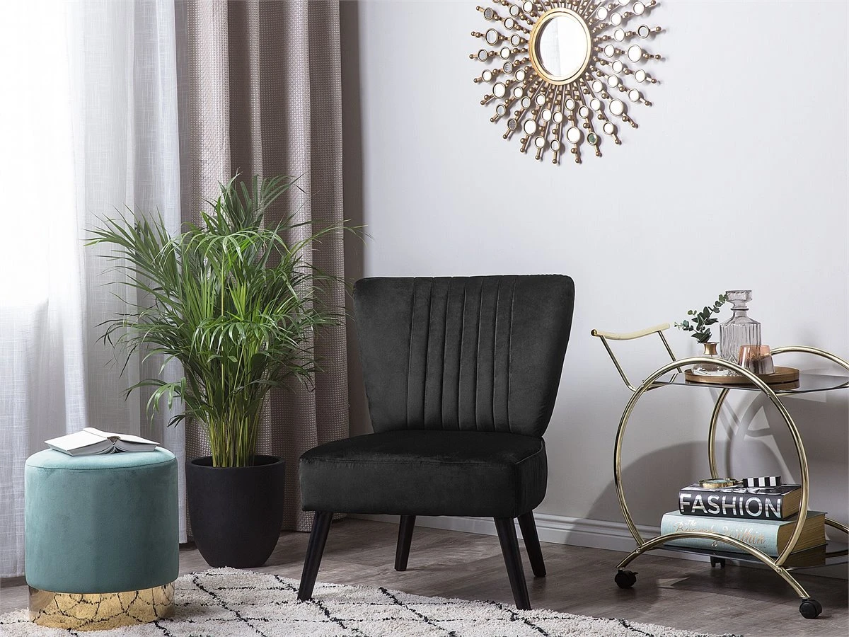 Sillón De Terciopelo Negro VAASA 3 Sillón De Terciopelo Negro VAASA