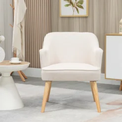 HOMCOM Sillón Nórdico Moderno Butaca De Salón Tapizada En Lino Con Patas De Madera Para Dormitorio Oficina Estudio Carga 120 Kg 64,5x65x79,5 Cm Crema -Mimoso Sofa Ventas 52ff9b2b98dffd60ea840b4c80924163a319a718 a97bab8cd6164b69917d692dc0d12b1a