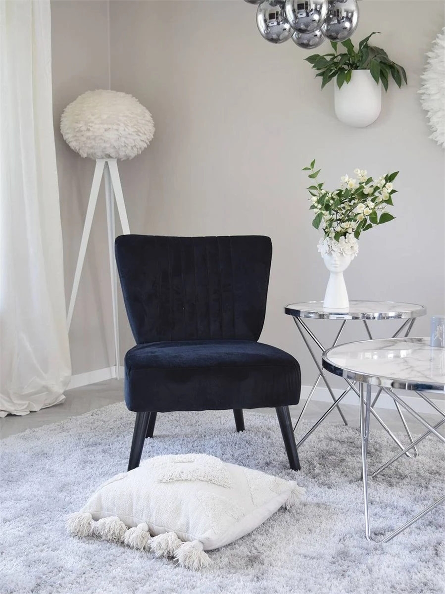 Sillón De Terciopelo Negro VAASA 12 Sillón De Terciopelo Negro VAASA - Imagen 10