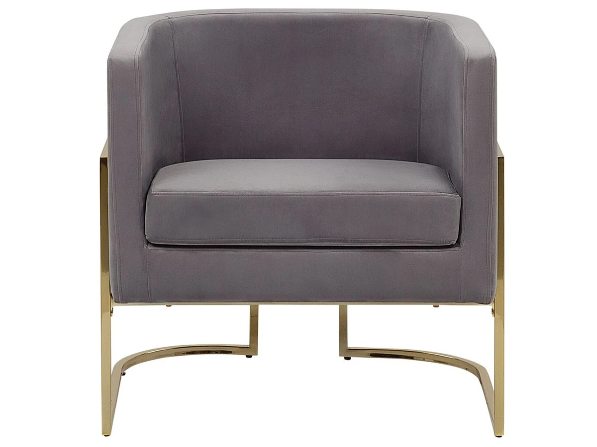 Sillón De Terciopelo Gris SIRKKA 7 Sillón De Terciopelo Gris SIRKKA - Imagen 5