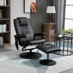 HOMCOM Sillón De Masaje Eléctrico Con Taburete Reposapiés Sillón Relax Giratorio Reclinable Hasta 145° Con Control Remoto Y 10 Zonas De Masaje Tapizado En PU 77x84x95 Cm Negro -Mimoso Sofa Ventas 5b9439698179694973079a70f941b531082571e3 deaf4ded86ce4be08113fc6867c21a73
