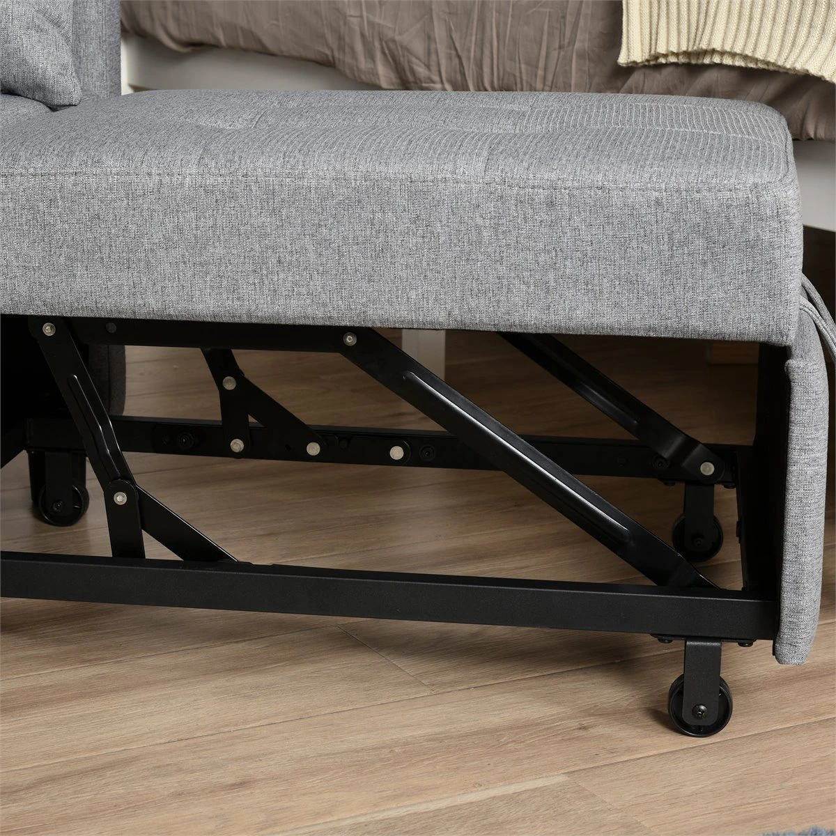 HOMCOM Sofá Cama Individual Sillón Con Respaldo Reclinable Cojín Desenfundable Asiento Acolchado Y 4 Ruedas 69x77x84 Cm Gris 7 HOMCOM Sofá Cama Individual Sillón Con Respaldo Reclinable Cojín Desenfundable Asiento Acolchado Y 4 Ruedas 69x77x84 Cm Gris - Imagen 5