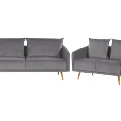 Conjunto De Sala De Estar 5 Plazas De Terciopelo Gris MAURA -Mimoso Sofa Ventas 60224e8e5e4d5adfdd9fcd943bed10688a21eed1 a357e9d8226f4ff3856bdfce02964114