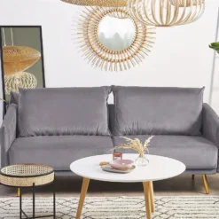 Conjunto De Sala De Estar 5 Plazas De Terciopelo Gris MAURA -Mimoso Sofa Ventas 6086396b5d63d92d8d955ebd7e26bfe5474f193a 4d7e4845edaf4c88bcef54593734b461
